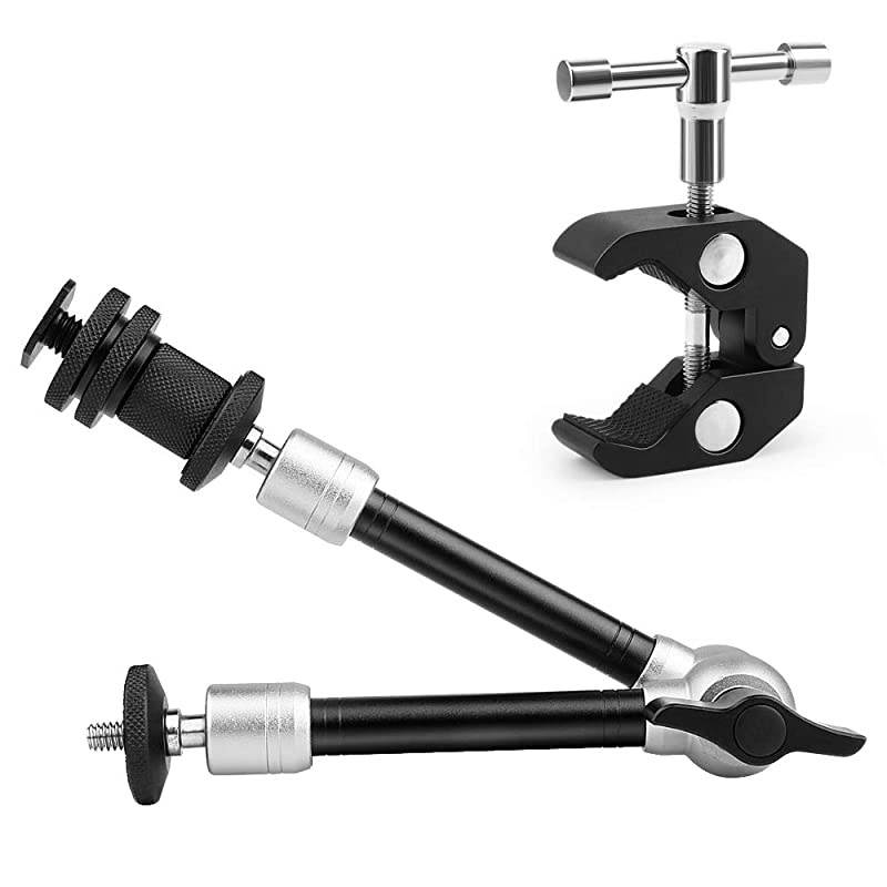 11inch Adjustable Articulating Friction Magic Arm amp Large Super Clamp Compatible with DSLR Camera Rig LED Lights Flash Light LCD Monitor