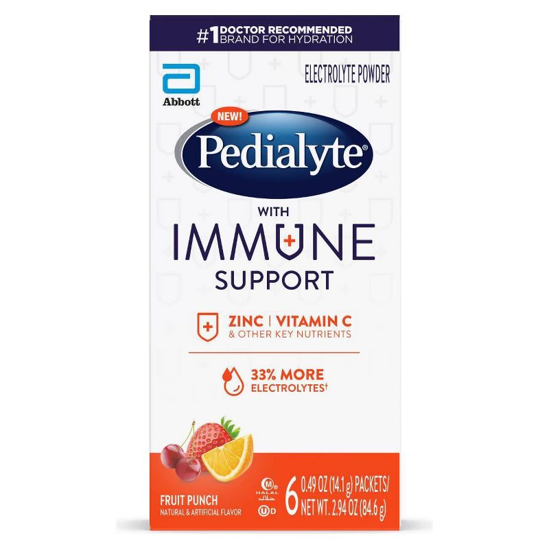 Pedialyte Immune Support Electrolyte Powder - Fruit Punch - 3.6oz