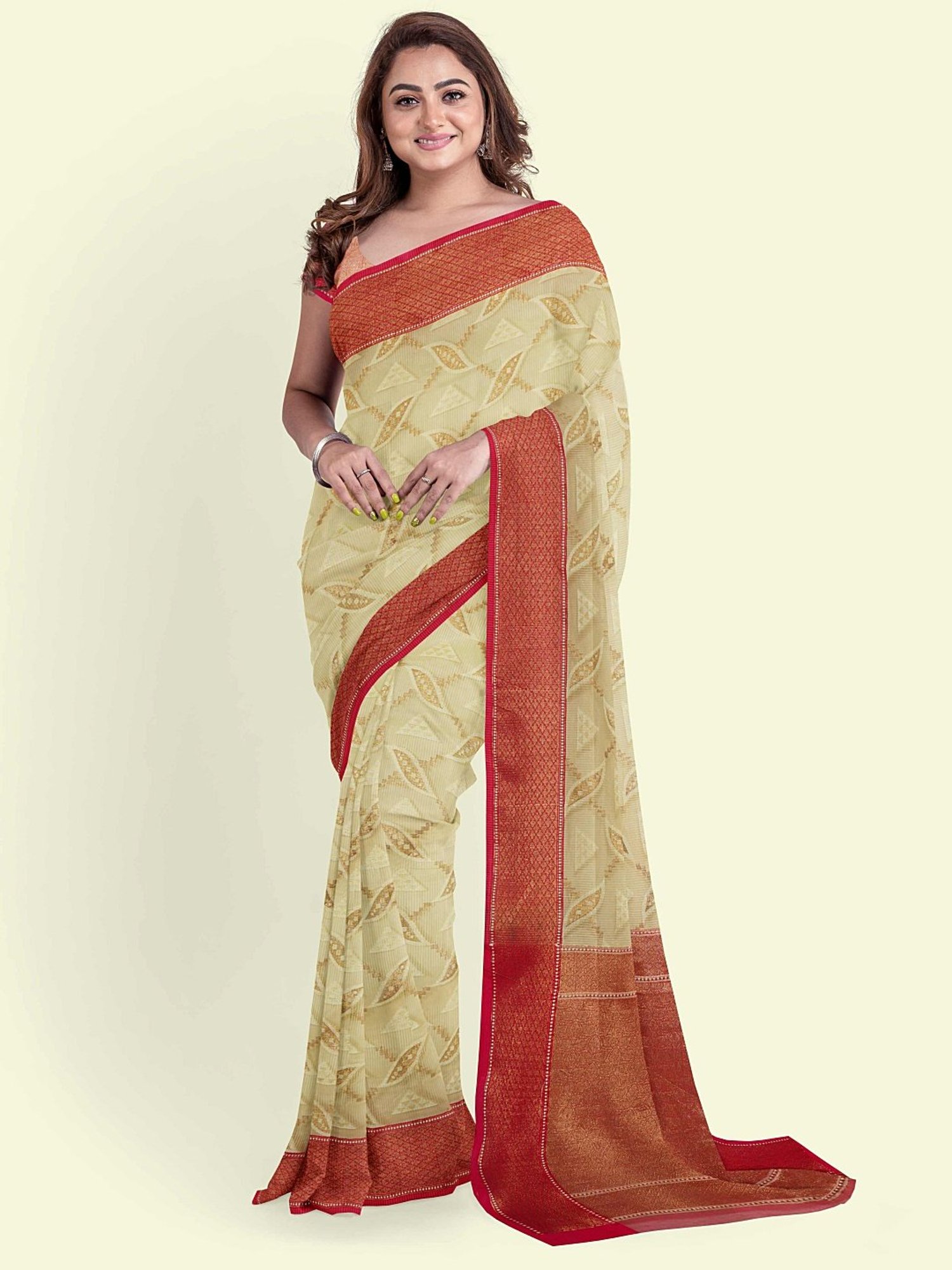 Banarasi Silk Works Green Cotton Woven Saree With Unstitched Blouse