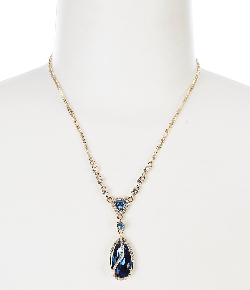 Gemma Layne Pave Multi Stone Teardrop Y-Necklace