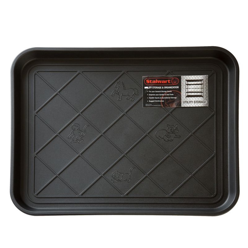Stalwart 20"x15" All Weather Boot Tray with Water Resistant Plastic Utility Shoe Mat for Indoor and Outdoor Black