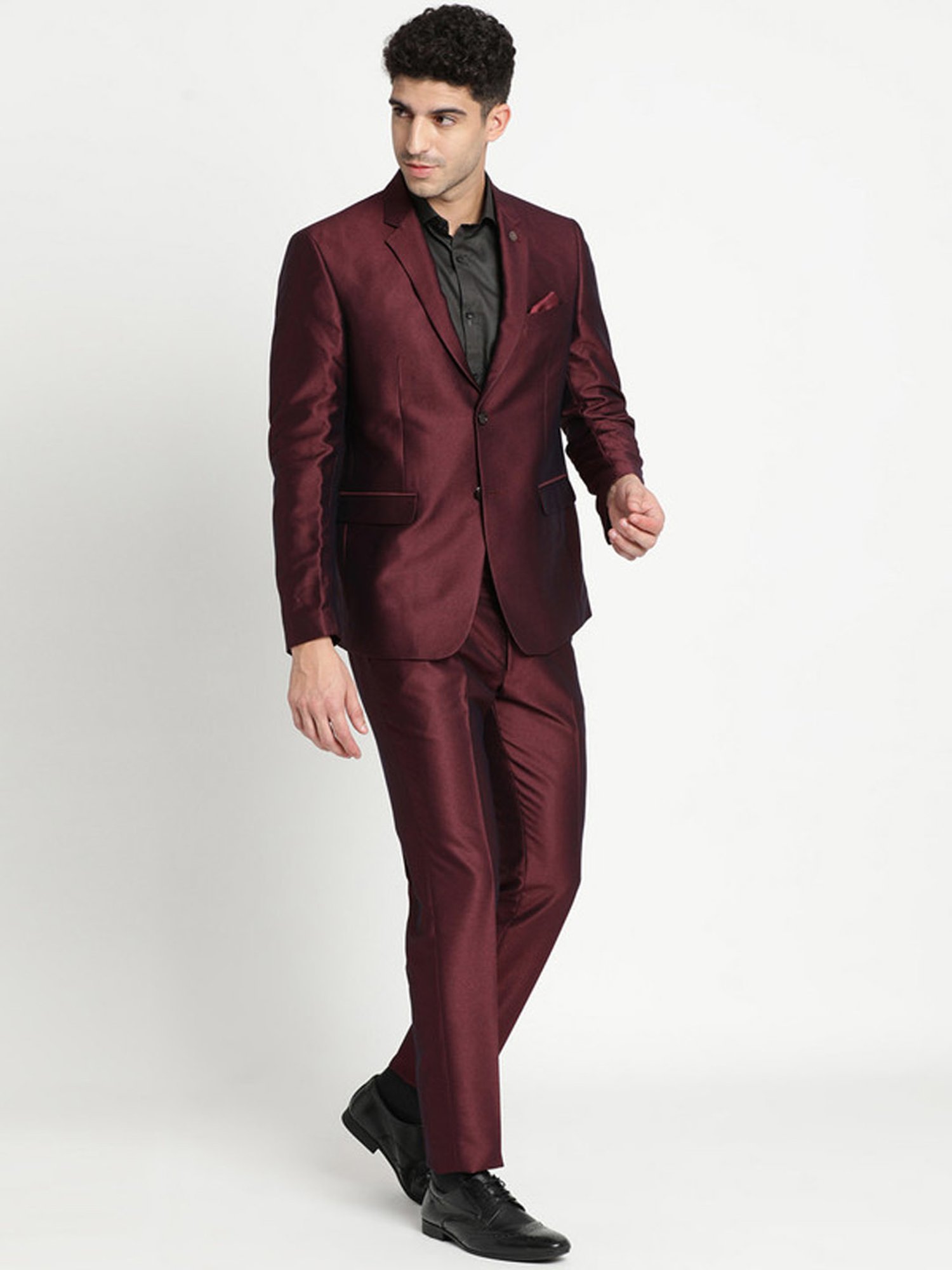 Turtle Maroon Slim Fit Two Piece Suit