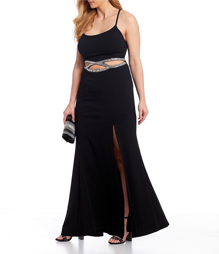 Sequin Hearts Y-Neck Pleated Satin Long Dress