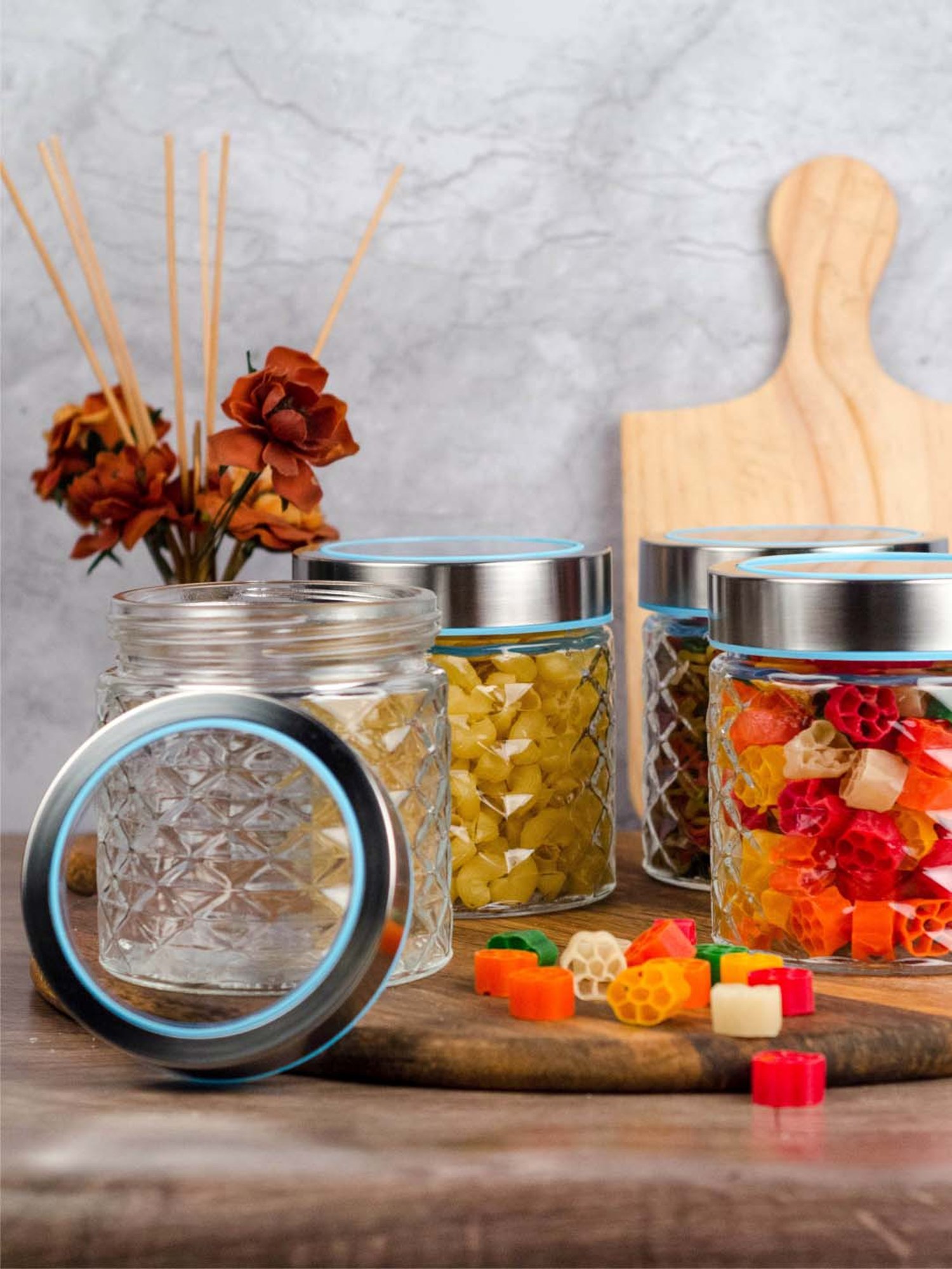 Goodhomes Transparent Glass Storage Jars (650 ml) - Set of 4