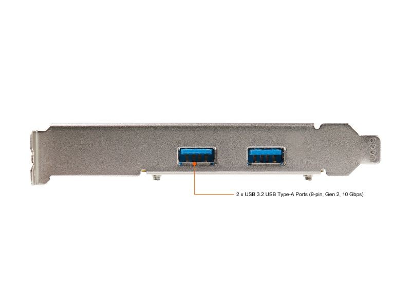 StarTech.com PEXUSB312A3 2-Port USB PCIe Card with 10Gbps/port - USB 3.1/3.2 Gen 2 Type-A PCI Express 3.0 x2 Host Controller Expansion Card - Add-On Adapter Card - Full/Low Profile - Windows & Linux