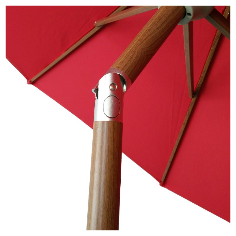 8.9' x 8.9' Round Sunbrella® Umbrella - Canvas Jockey Red - Medium Wood Finish - Smith & Hawken™