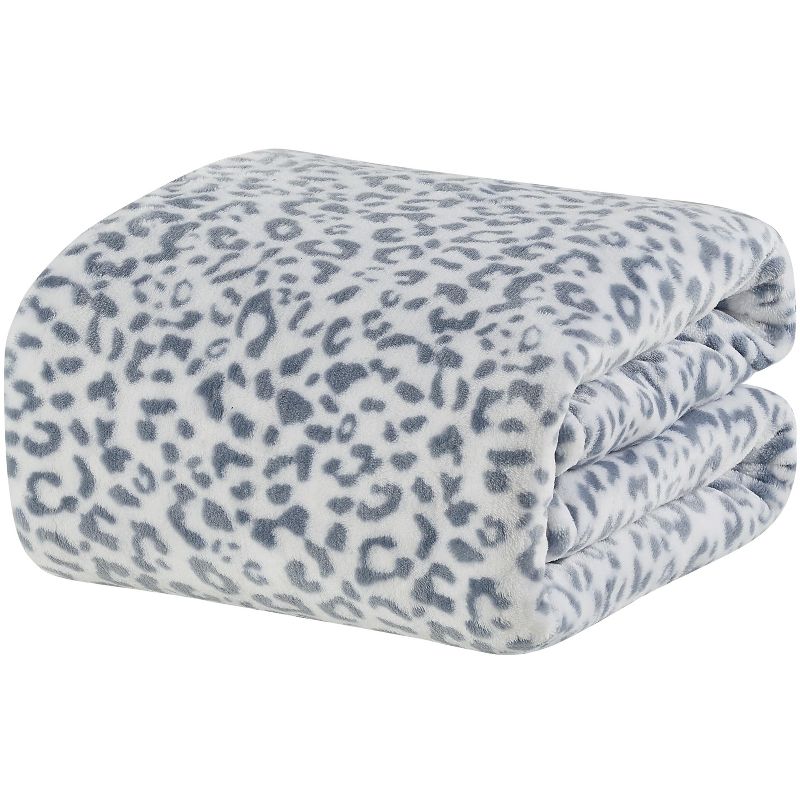 Noble House Extra Heavy and Plush Oversized Throw Blanket  50" x 70" - Grey White Leopard