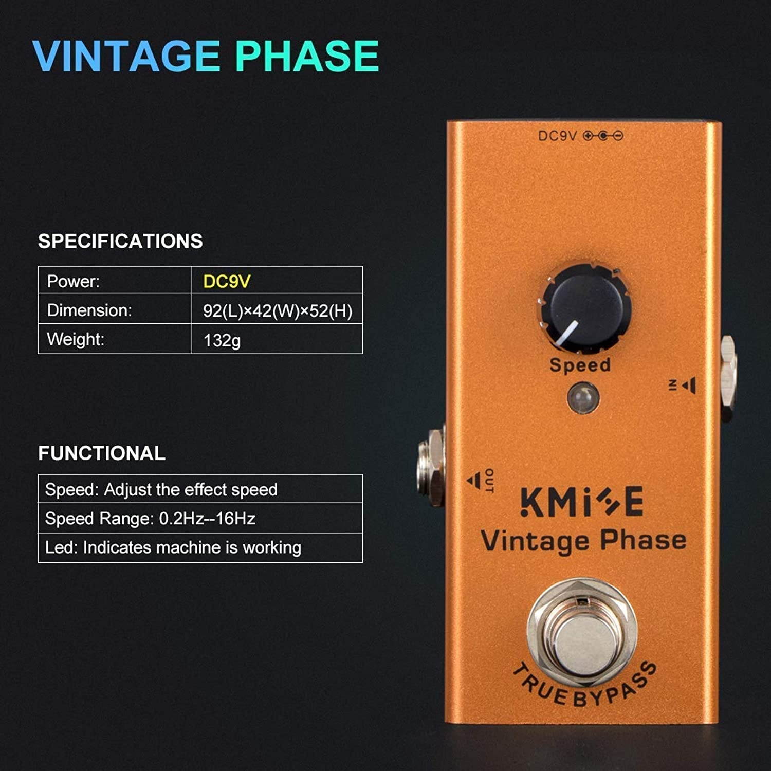 lotmusic Vintage Phase Electric Guitar Phase Effect Pedal Mini Guitar with Foot Nail Cap Accessory ABS Aluminum alloy material