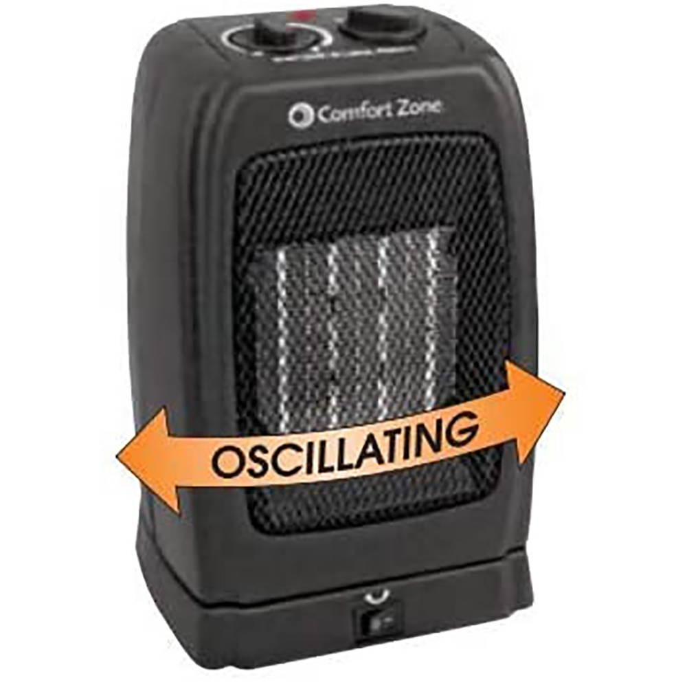 Comfort Zone CZ448 Oscillating Portable Ceramic Space Heater with 2 Heat Settings and Fan-Only Function