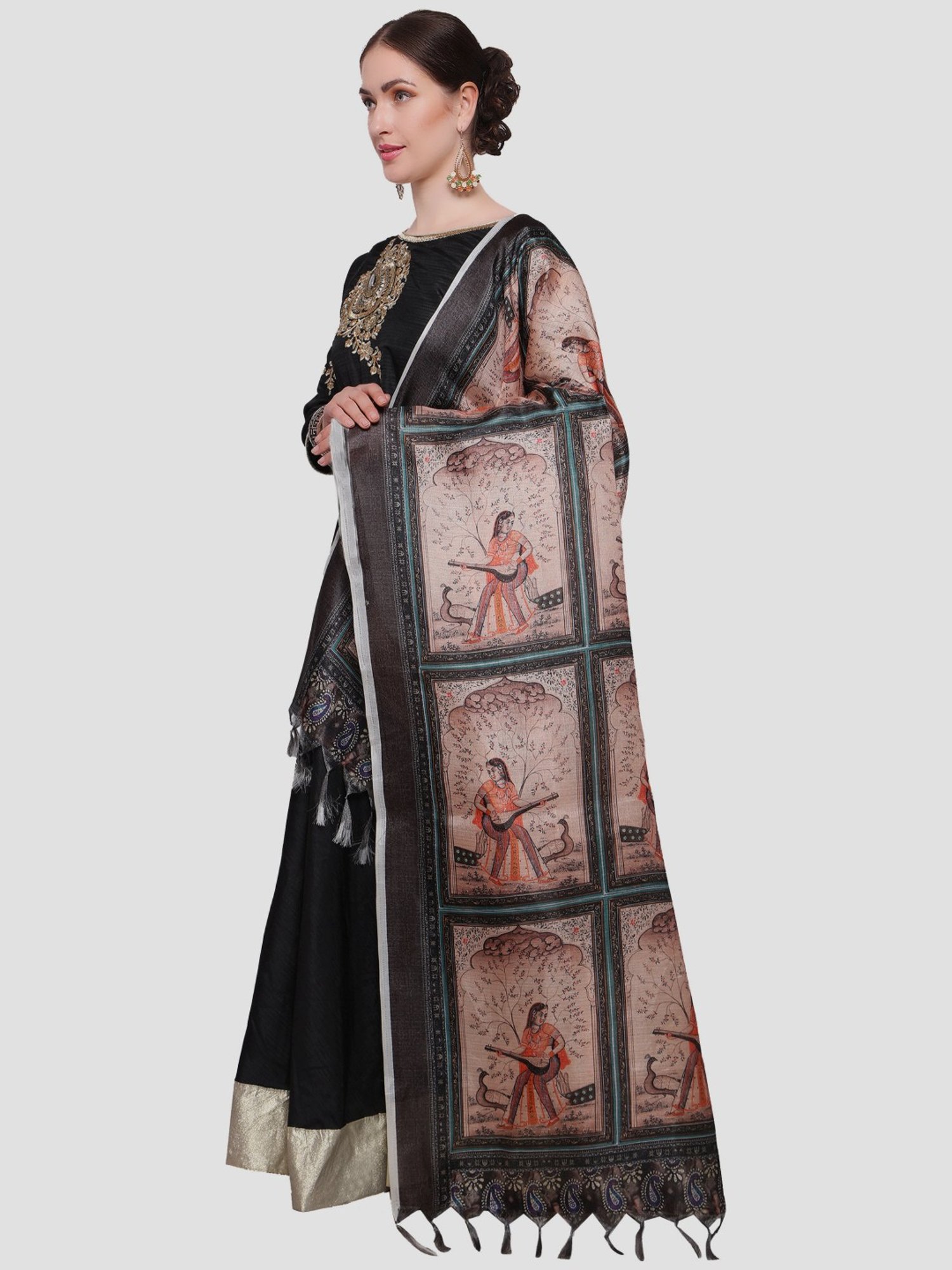 Saree Mall Beige Printed Dupatta