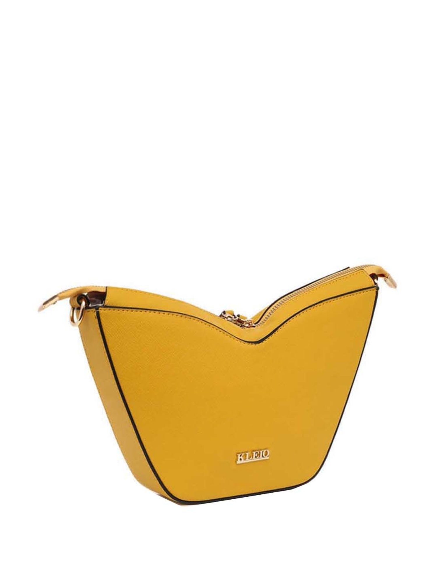 KLEIO Mustard Solid Small Sling Handbag