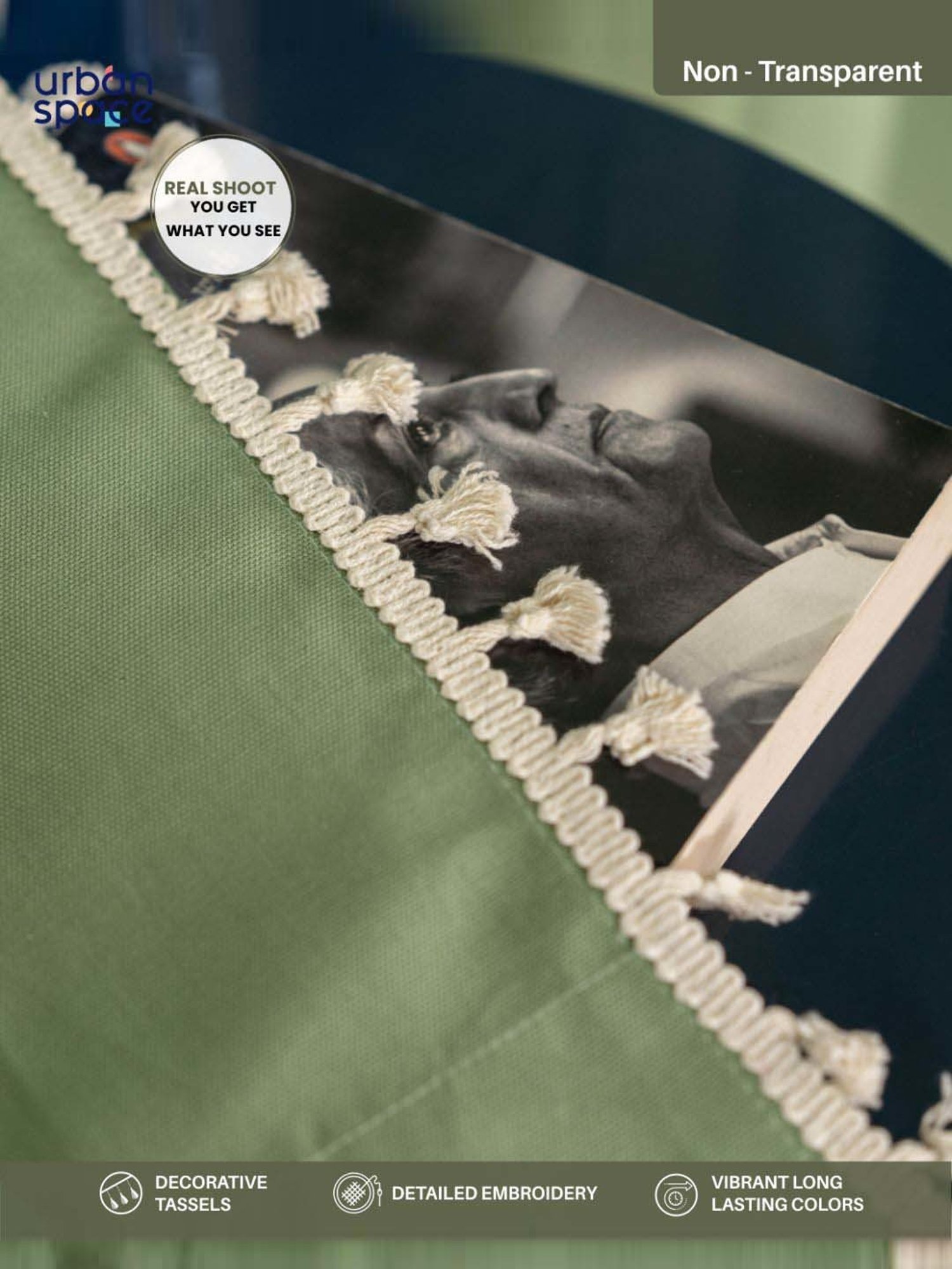 Urban Space Aura Sage Green Cotton Window Curtain