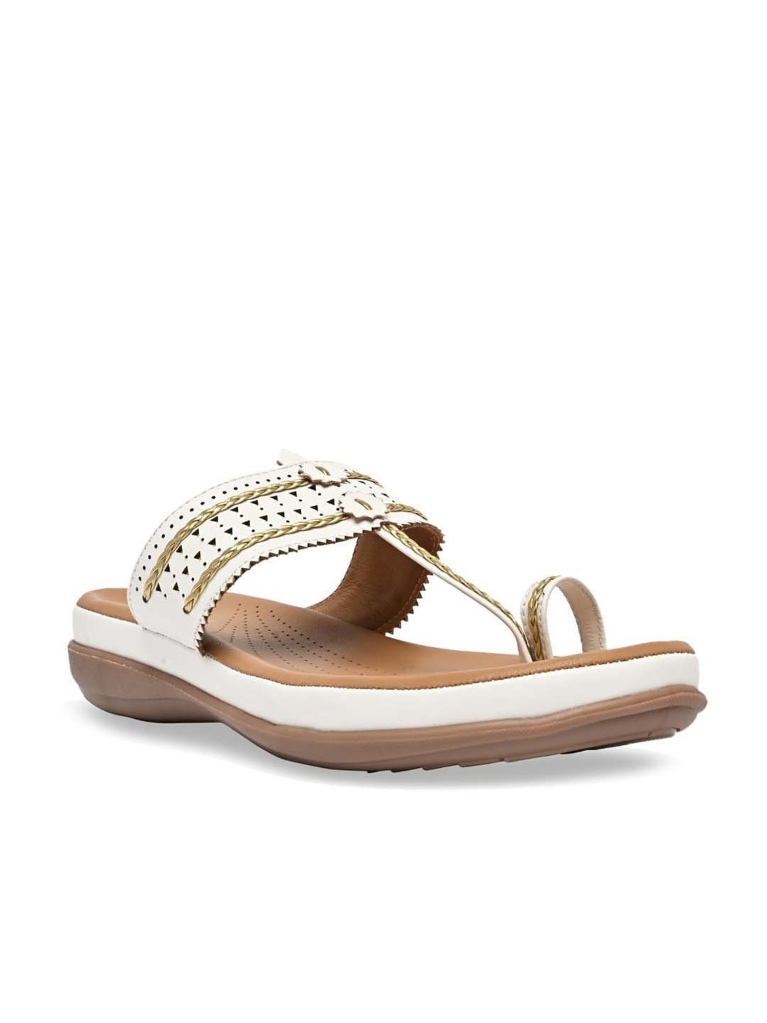 Rocia by Regal Women's White Toe Ring Wedges