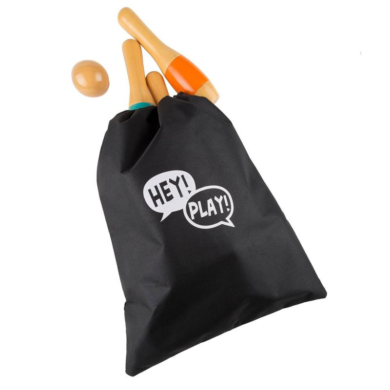 Hey! Play! Tall 9.5" Wooden Lawn Bowling Game