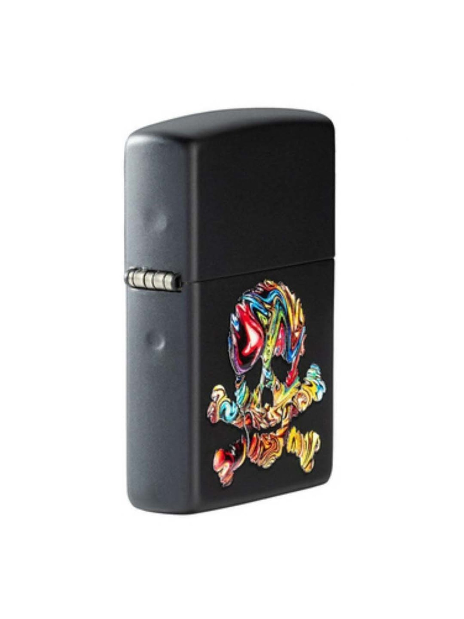 Zippo Matte Black Skull Design Brass Pocket Lighter