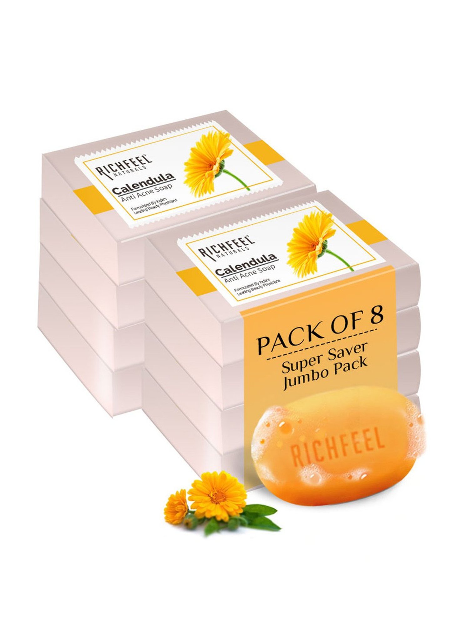 Richfeel Calendula Anti Acne Soap - Pack of 8