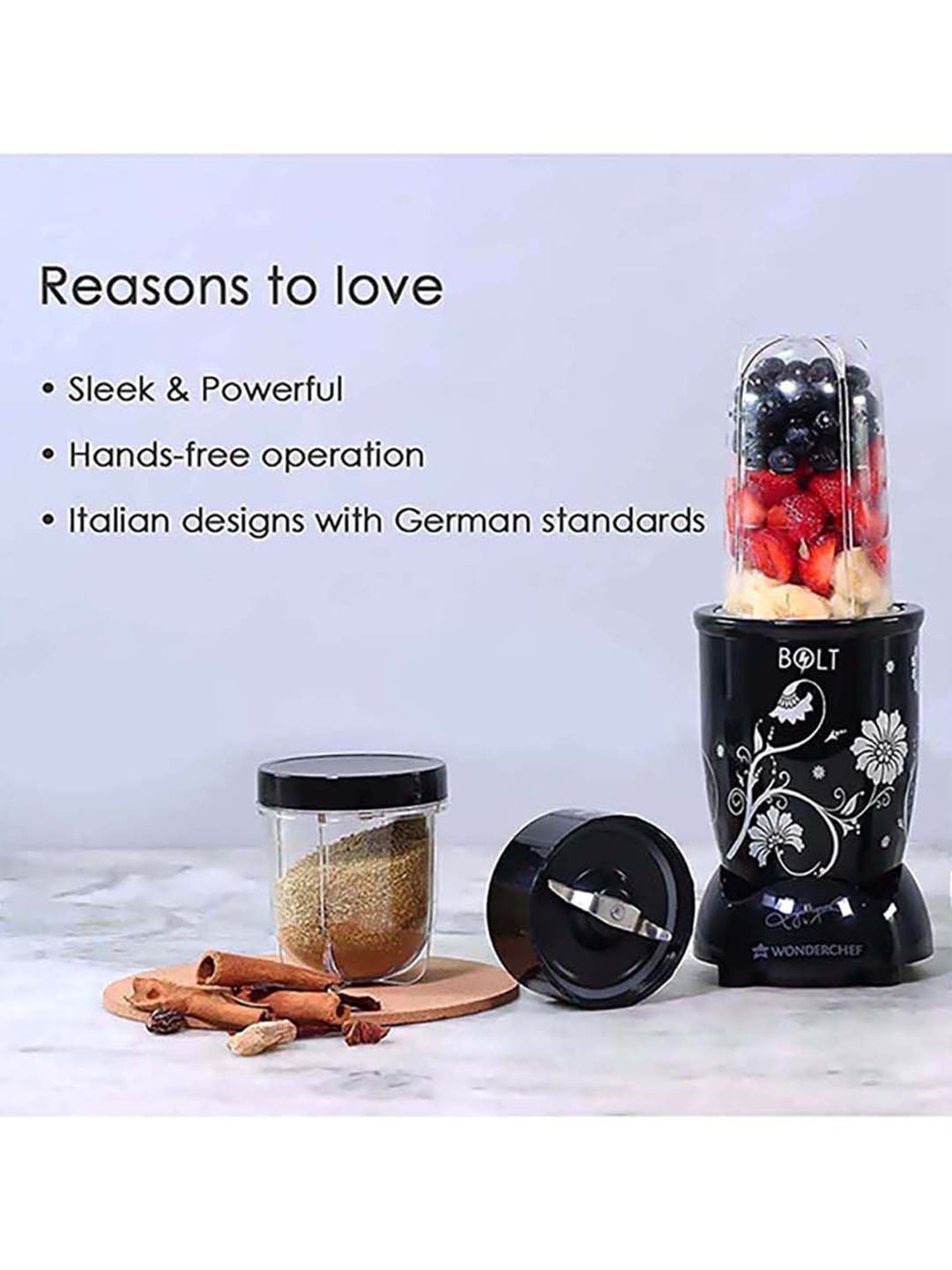 Wonderchef Nutri-Blend Bolt 600W Mixer Grinders Blender with 2 Jars (Black)