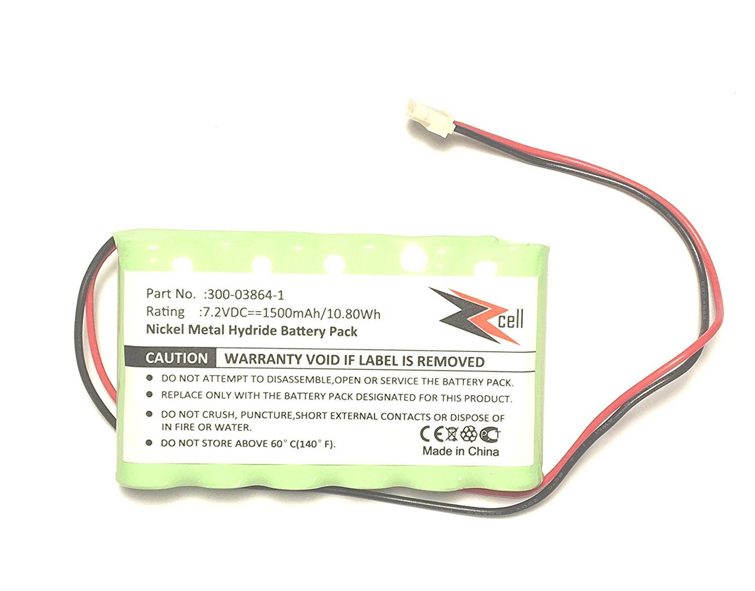 ZZcell Battery For Honeywell Alarm 300-03864-1 Lynx L3000, Lynx L5000, Lynx L5100, 1500mAh (NOTE: Battery Connector - 2 Prong)