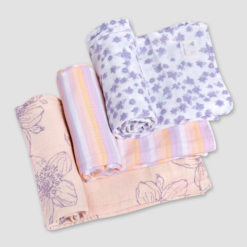 Burt's Bees Baby® Woven Muslin Blankets - 3pk Blackberry Flower