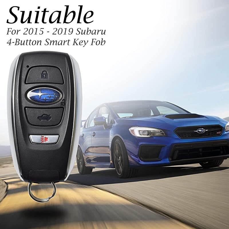 Subaru Leather Keyless Entry Remote Control Smart Key Case Cover with a Key Chain for 2019 Subaru Forester Impreza Outback WRX BRZ XV Crosstrek 4Button Red