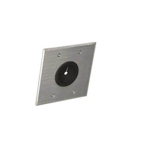 C2g 1.5In Grommet Cable Pass Through Double Gang Wall Plate - Brushed Aluminum