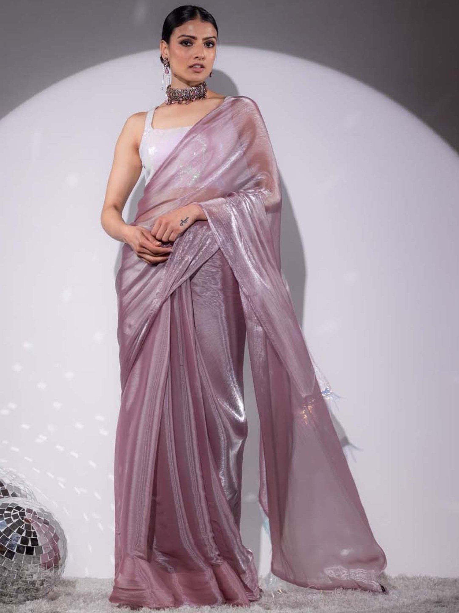 Swtantra Blush Pink Organza Saree