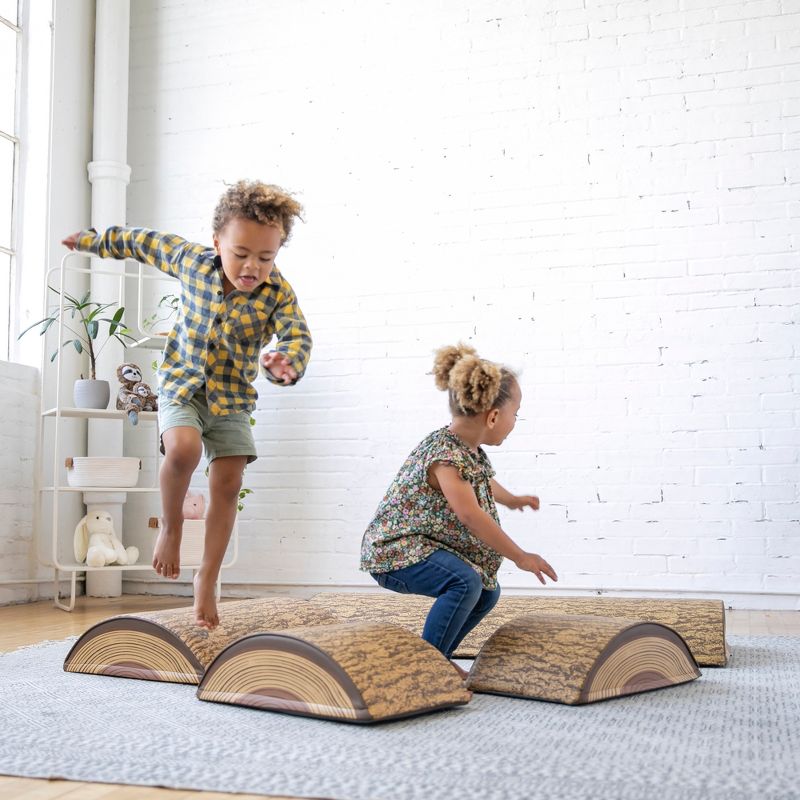 ECR4Kids SoftZone Tree Log Climber Play Set, Indoor Toddler Foam Obstacle Course, 4-Piece