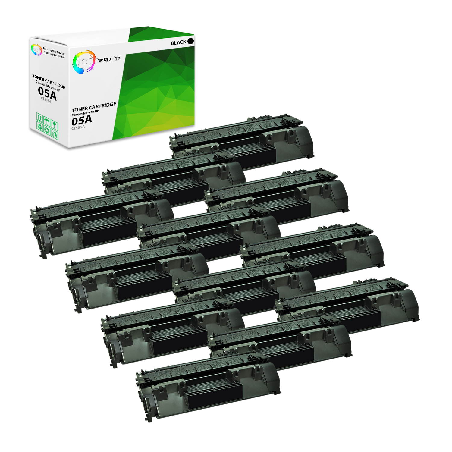 TCT Premium Compatible Toner Cartridge Replacement for HP 05A CE505A Black works with HP LaserJet P2030 P2035 P2035N P2050 P2055D P2055DN P2055X Printers (2,300 Pages) - 2 Pack