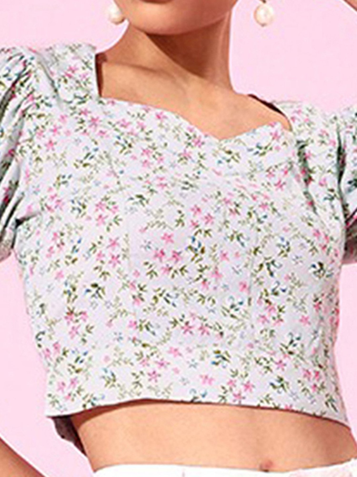 Marie Claire Grey Floral Print Top
