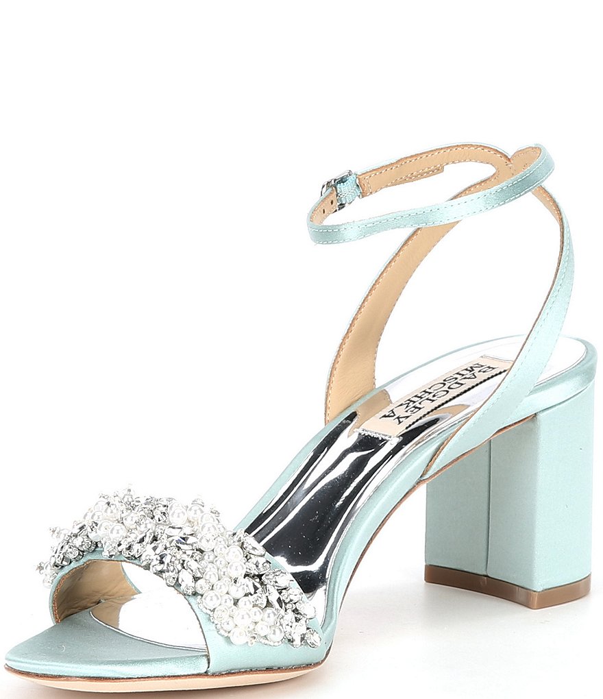Badgley Mischka Clara Jewel Embellished Satin Dress Sandals