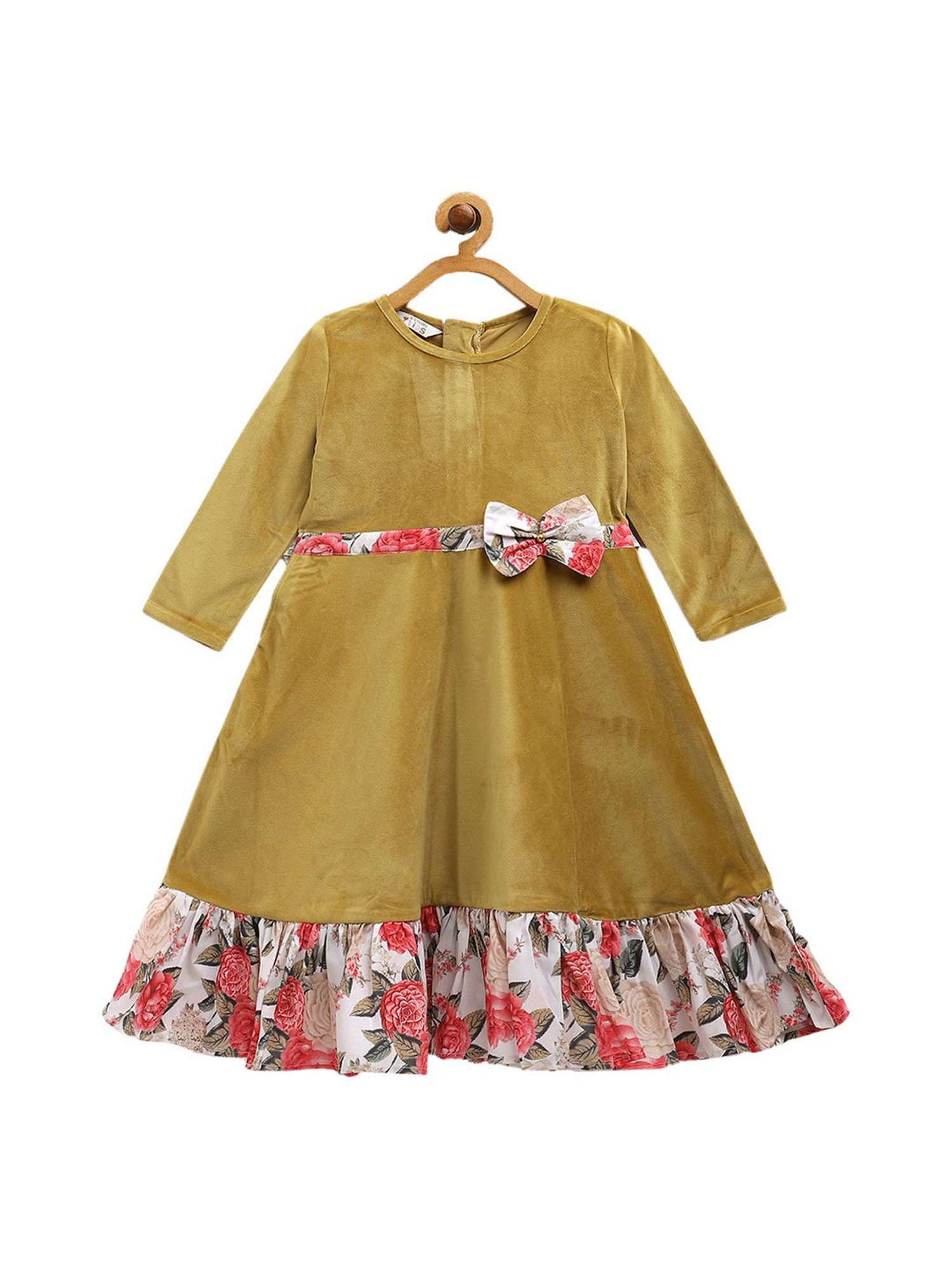 Ahalyaa Kids Mustard Solid Kurta
