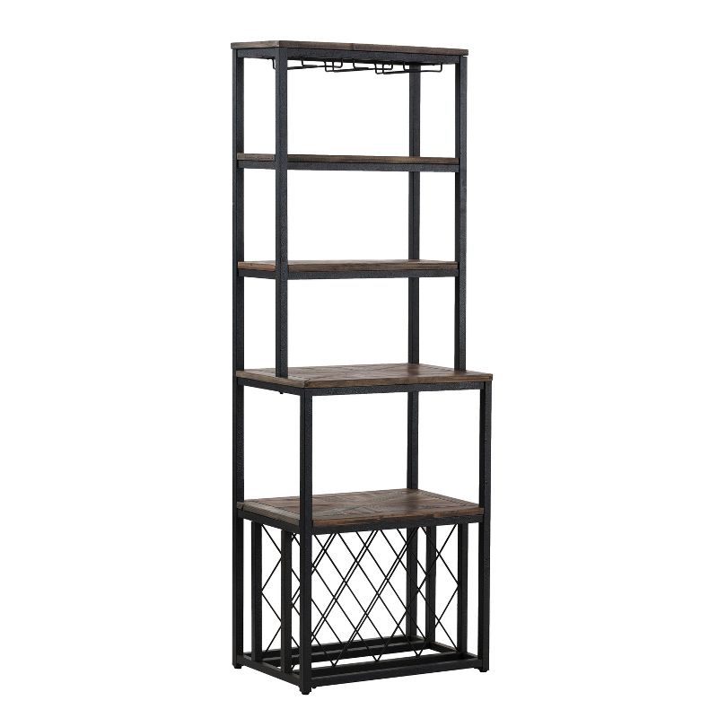 Alder Reclaimed Wood Bakers Rack Rustic Black - Aiden Lane
