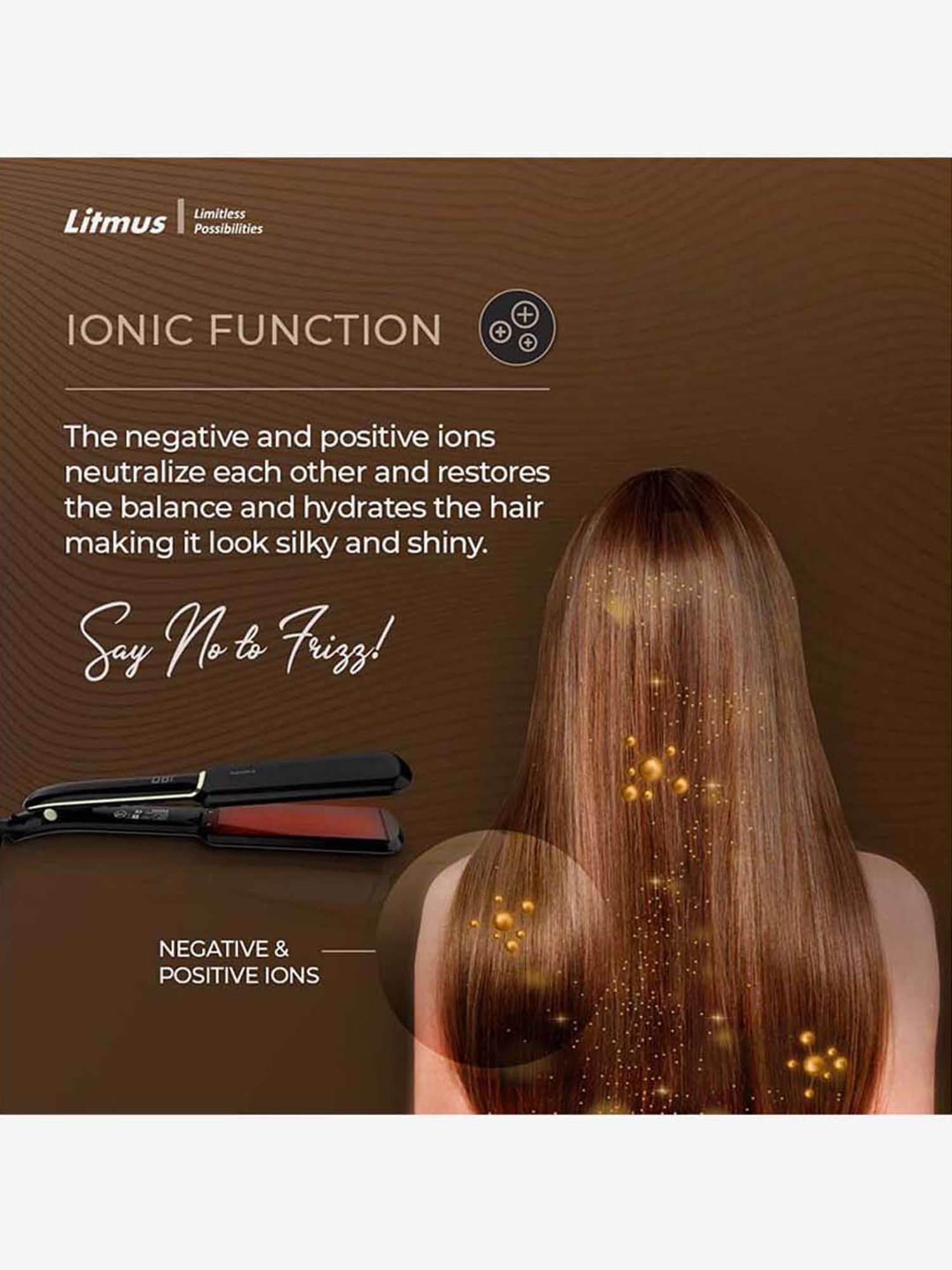 Litmus HS44 Luxury Edition Wide 3D Ceramic Plate Hair Straightener (Black)