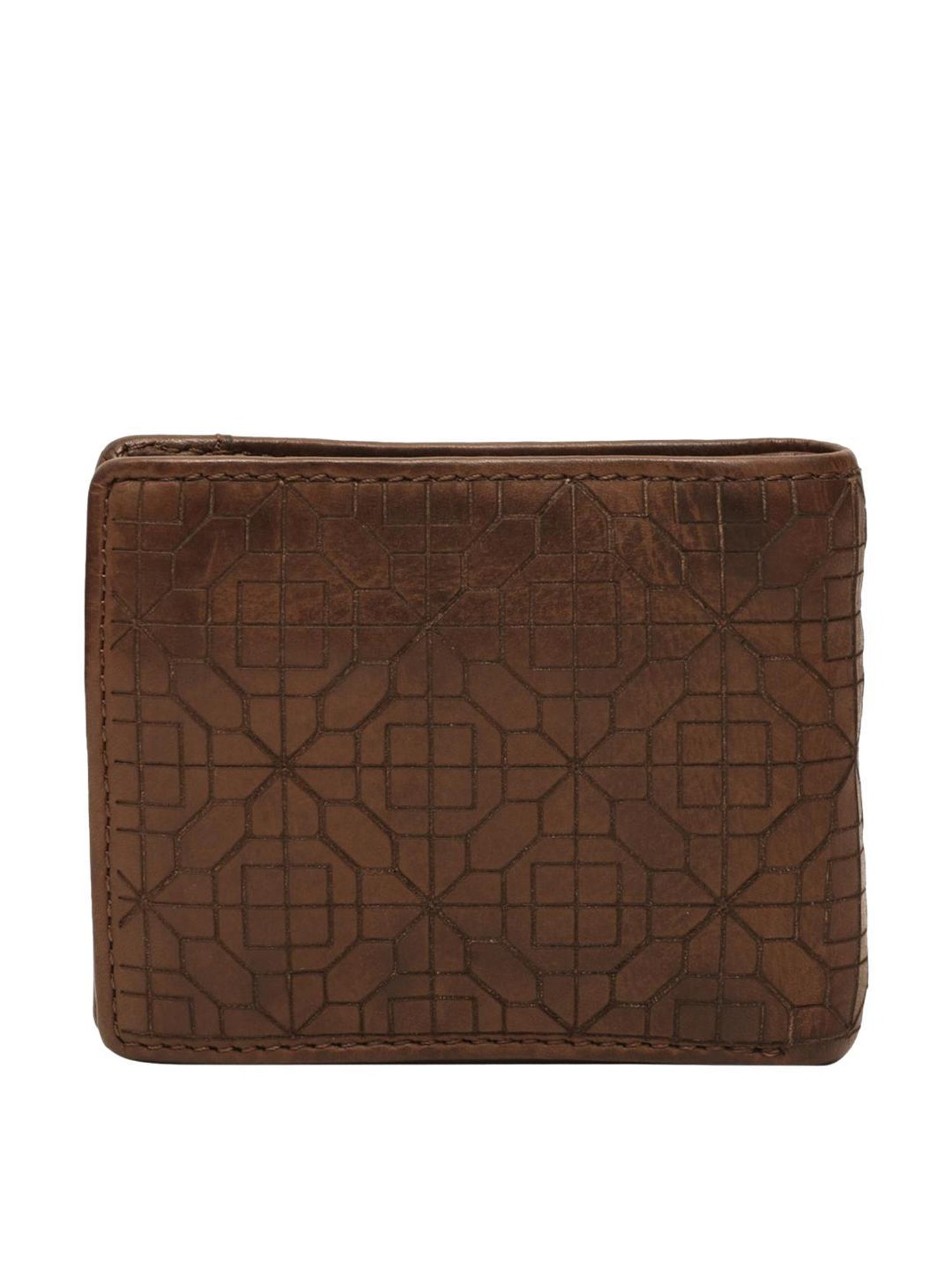 KOMPANERO Arlo Brown Textured Tri-Fold Wallet
