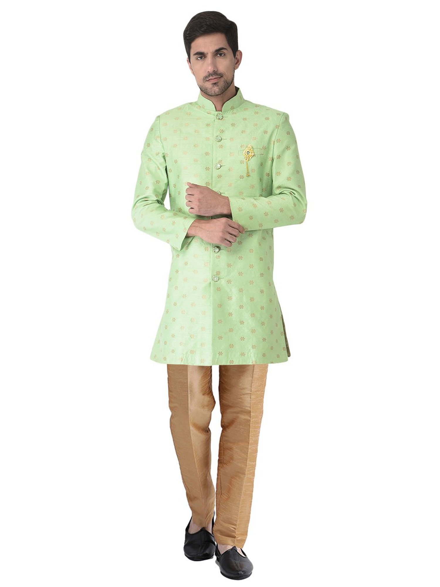 SG LEMAN Pista Regular Fit Printed Sherwani And Pant Set