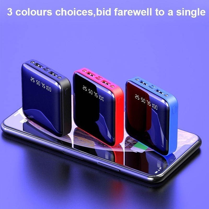 New 500000mAh Huge Capacity Mini Power Bank Digital Display External Battery Charger Full Mirror Screen Dual USB Fast Charging Power Bank