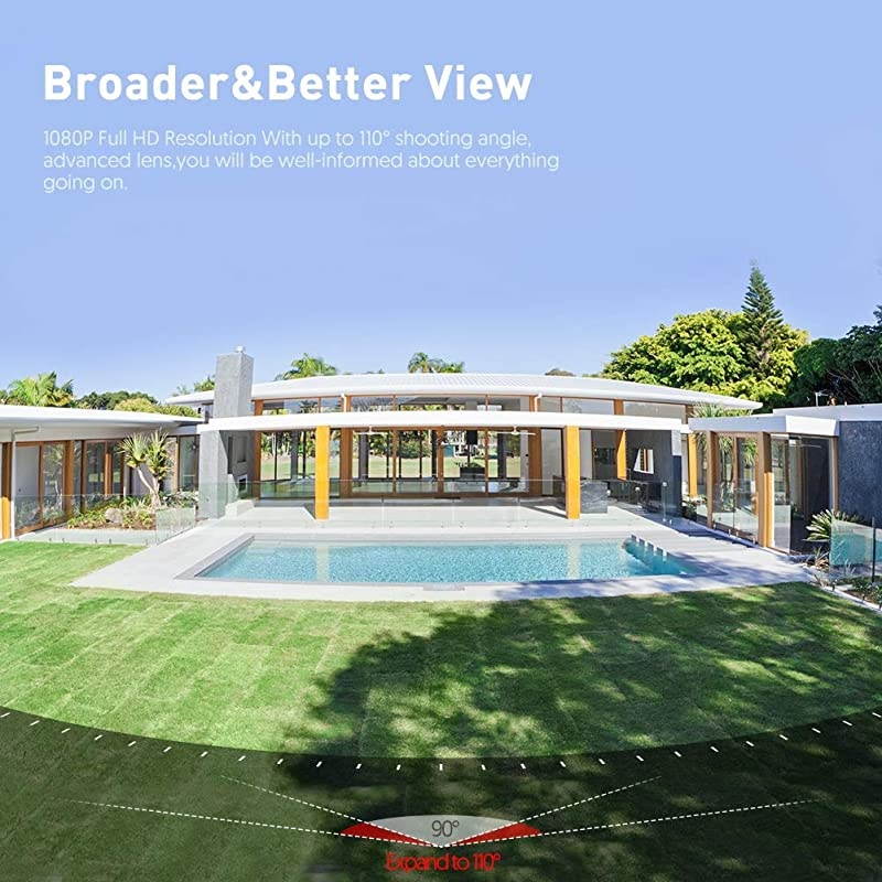 Outdoor Security Camera,  2.4G WiFi 1080P Surveillance Camera with PIR Passive Infrared Sensor, Motion Detection / Night Vision / Two Way Audio, Compatible with iOS & Android