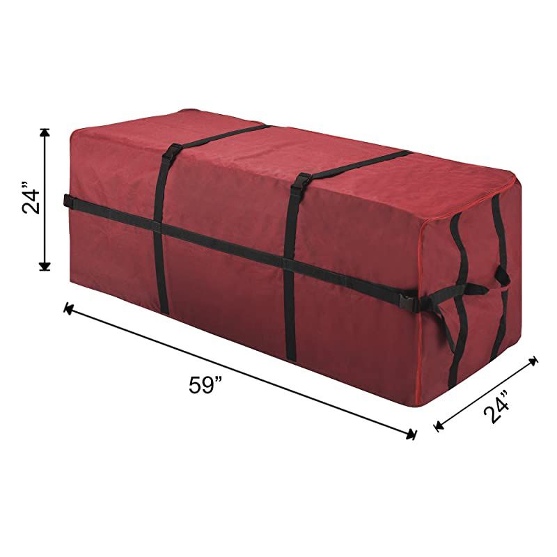 83-DT5056 Heavy Duty Canvas Christmas Storage Bag Large for 9 Foot Tree, Red