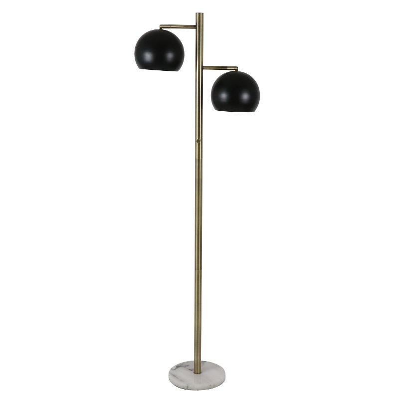 62" 2 Light Marble Morris Base Floor Lamp Brass - Decor Therapy