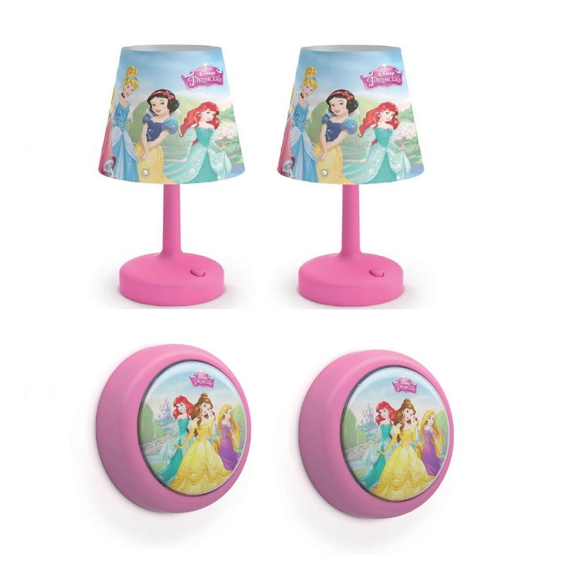 Philips Disney Princess LED Push Night Light 2 Pk w/ Disney Princess Lamp 2 Pk