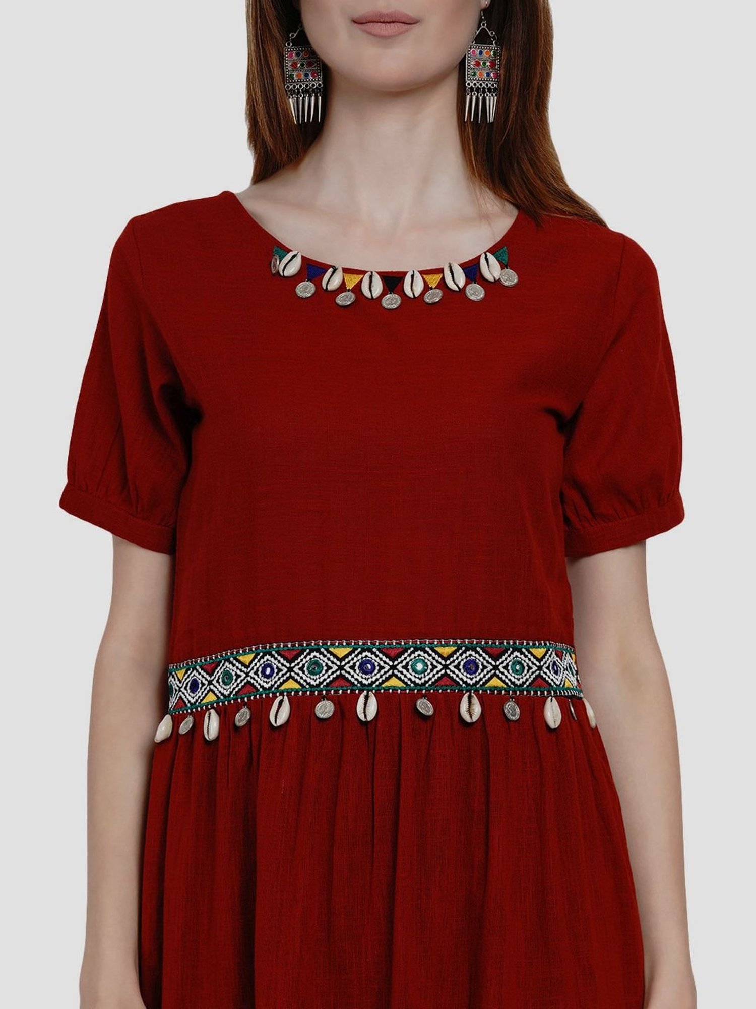 Fusion Beats Light Grey Embroidered A Line Kurta