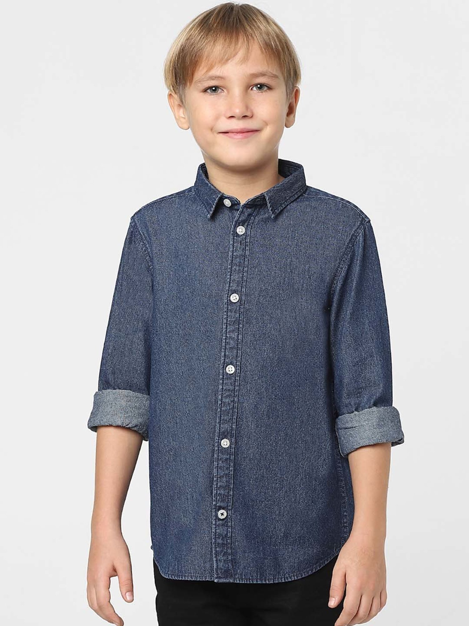Jack & Jones Junior Blue Cotton Regular Fit Full Sleeves Shirt