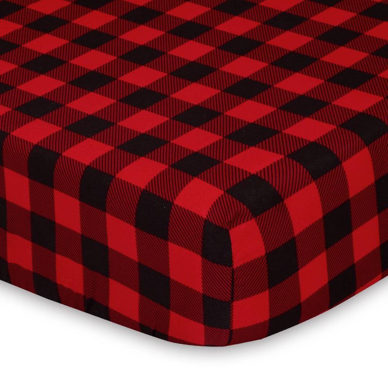 The Peanutshell Playard Sheets - Red Buffalo Plaid/Gray Plaid 2pk