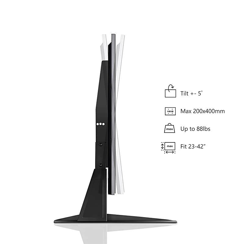 Universal TV Stand Table Top for Most 23 to 42 inch LED LCD Flat Screen TV VESA up to 200 by 400mm TVS002 Black