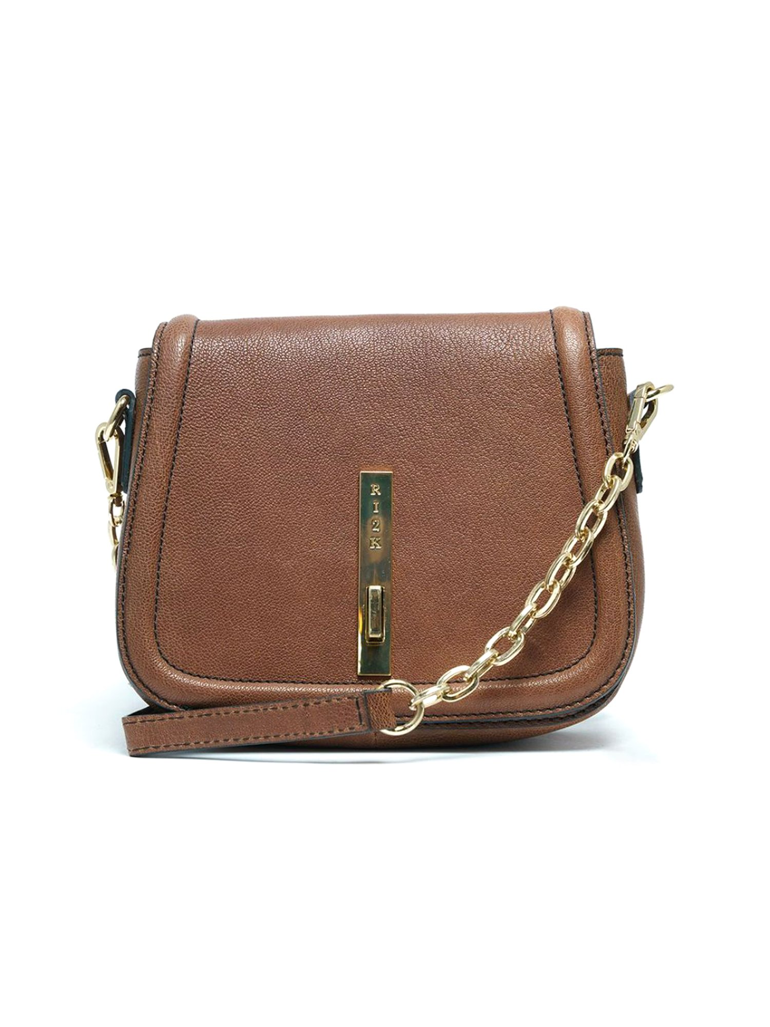 RI2K London Brown Leather Medium Cross Body Bag