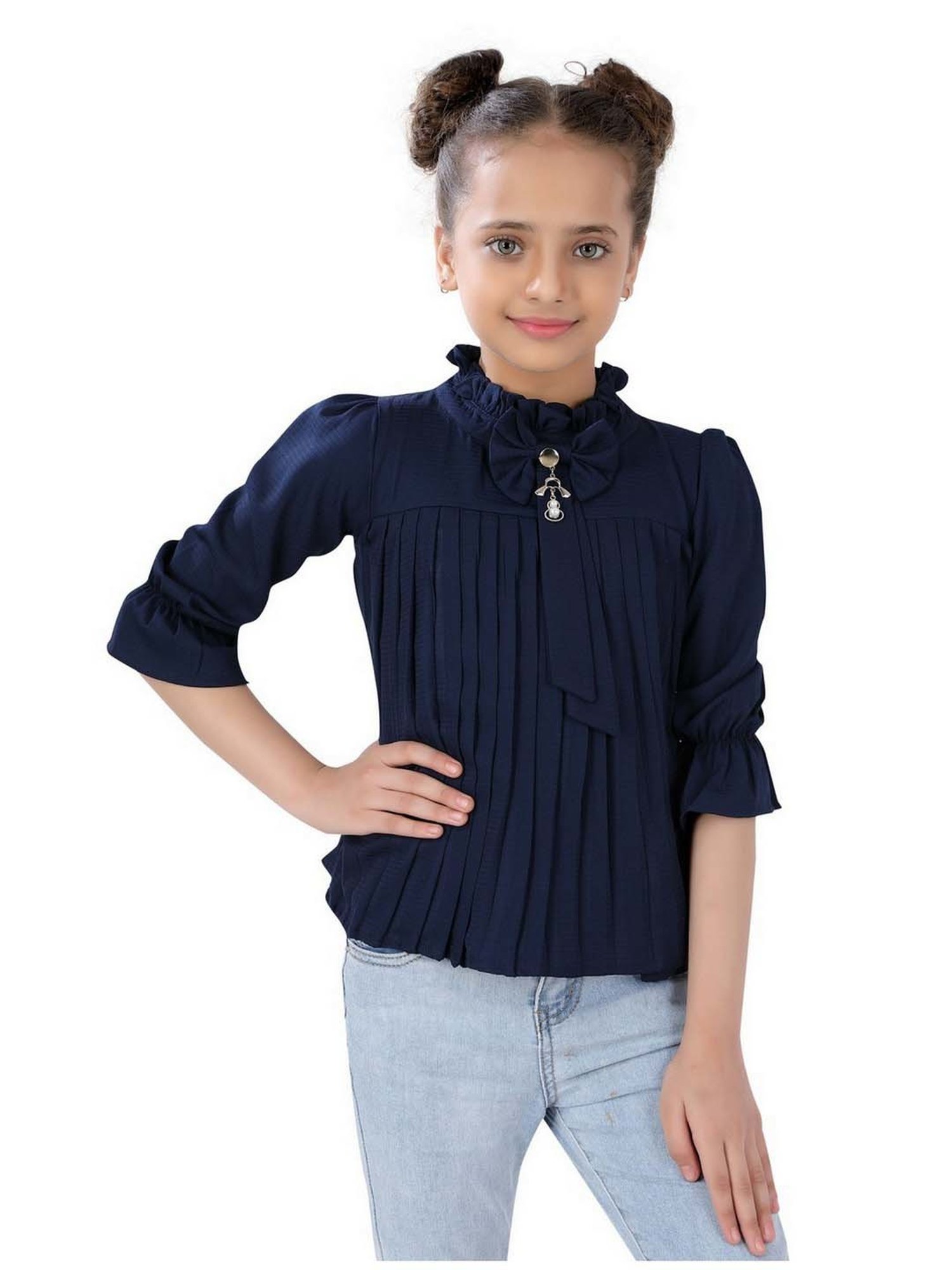 poplins Kids Navy Cotton Regular Fit Top