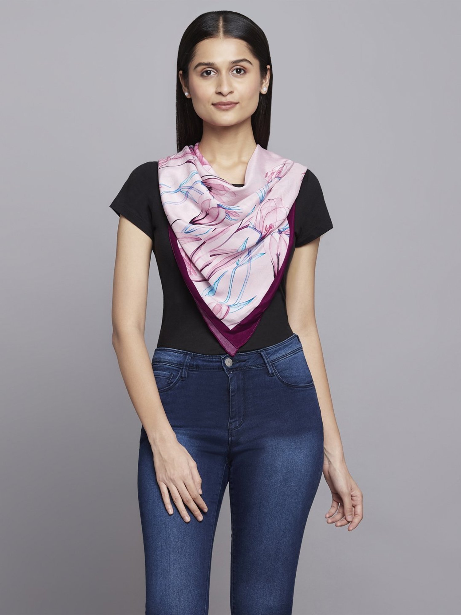 Navyasa by liva Pink Printed Scarf