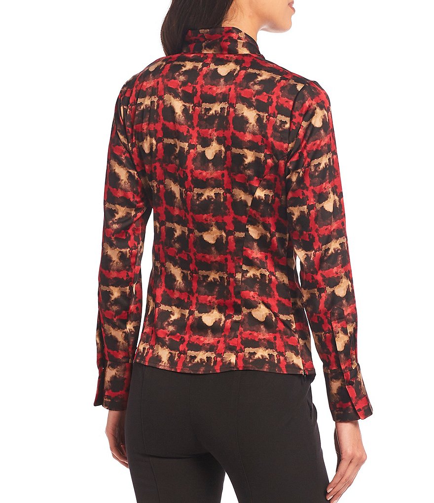 Donna Karan New York Long Sleeve Tie V-Neck Matte Sateen Wrap Blouse