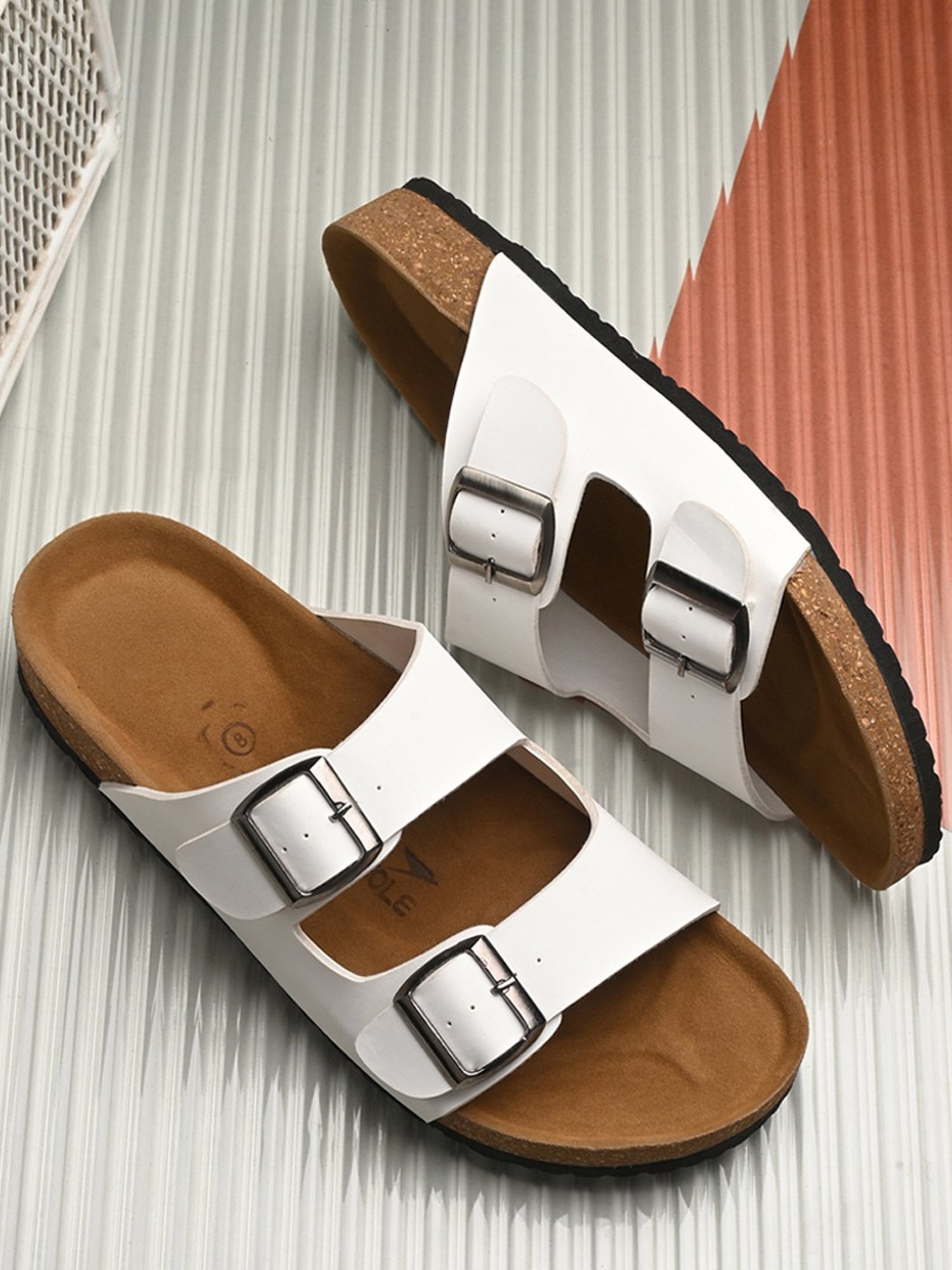 Hoversole Men's White Cork Casual Sandals