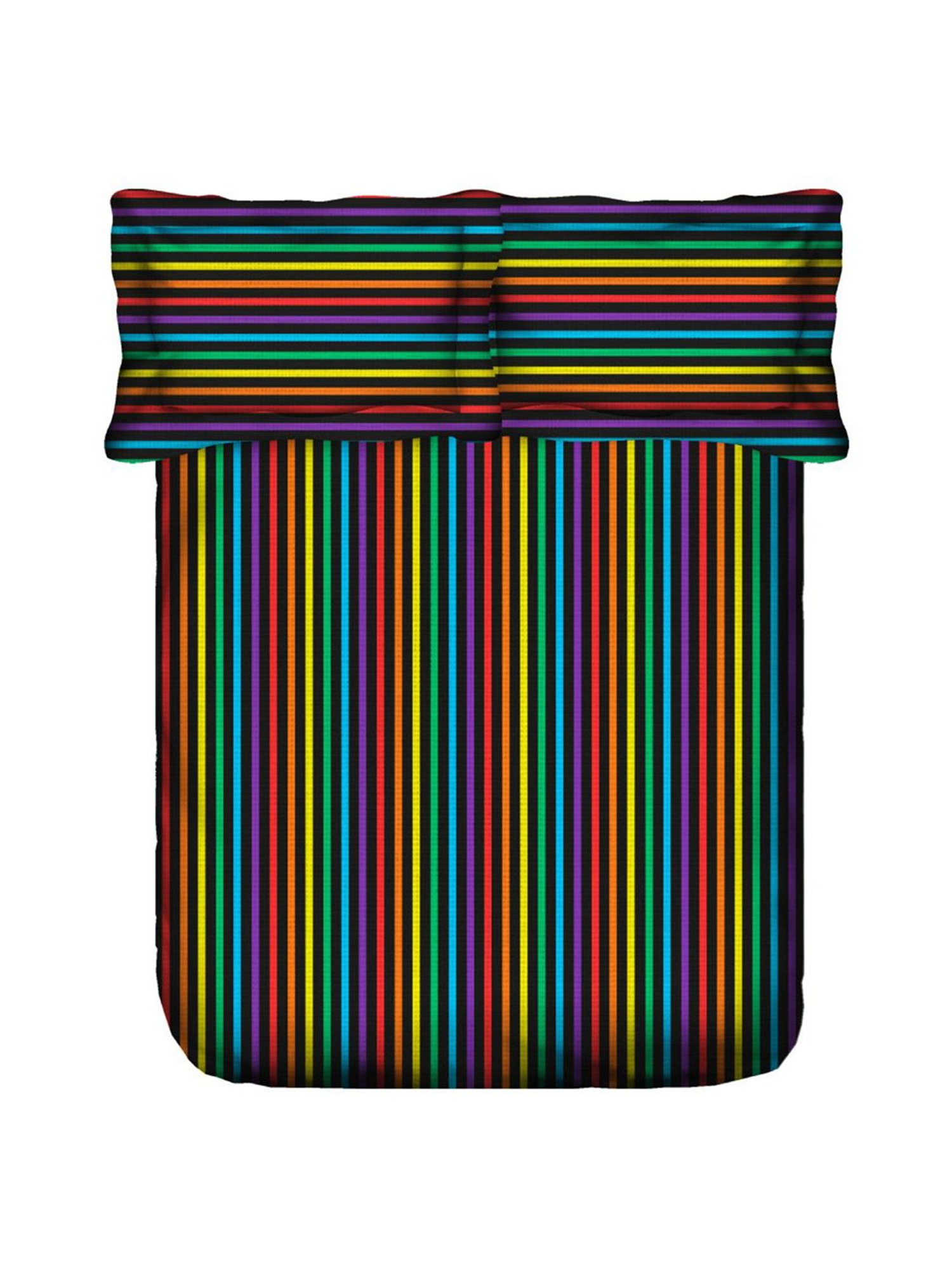 Swayam Magical Linea Stripes Multicolor 180 TC Cotton King Bedsheet with 2 Pillow Covers